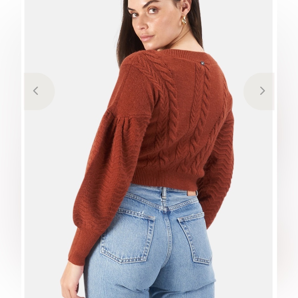 For Love And Lemons Lydia Cardigan Sienna Terracotta sweater top Revolve L - Picture 2 of 8